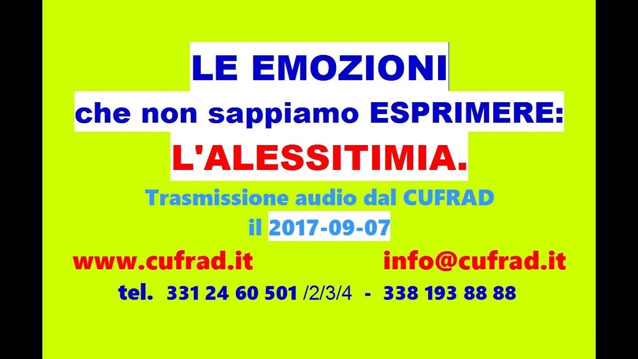 LE EMOZIONI che non sappiamo ESPRIMERE. L'ALESSITIMIA.