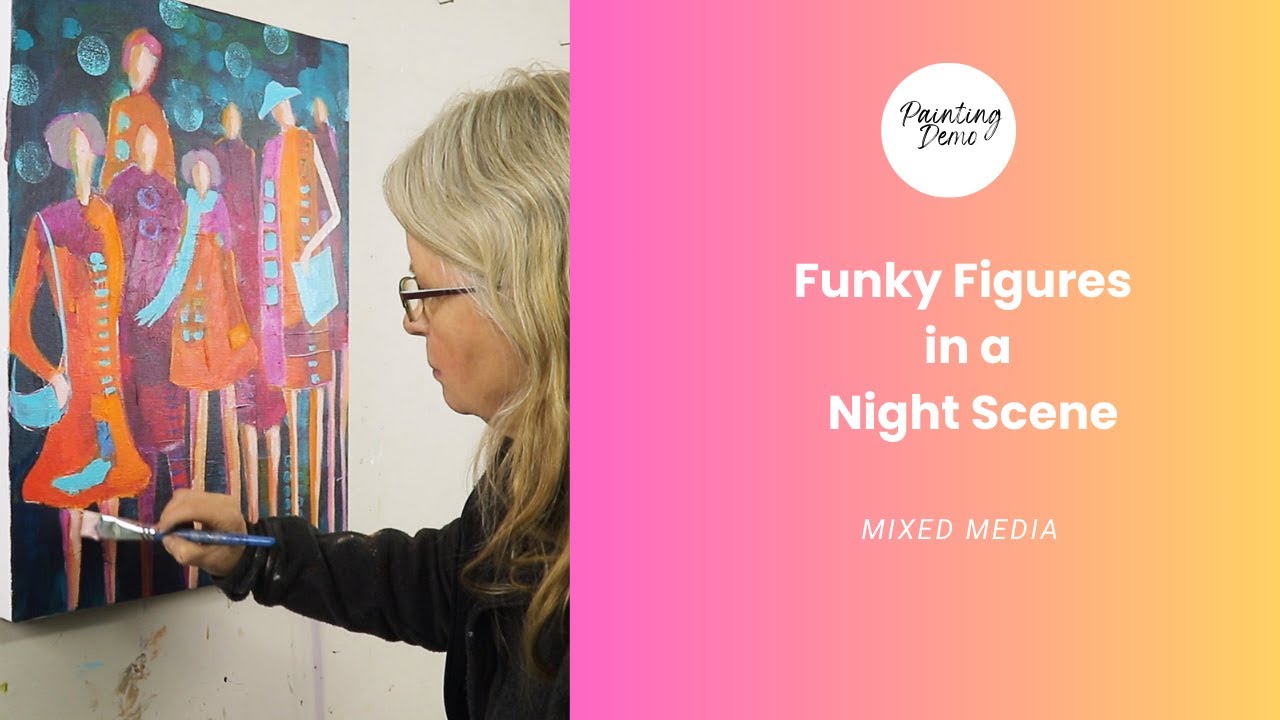125 Abstract Figure Painting Demo: A Night Scene with Figures in Acrylic Paint