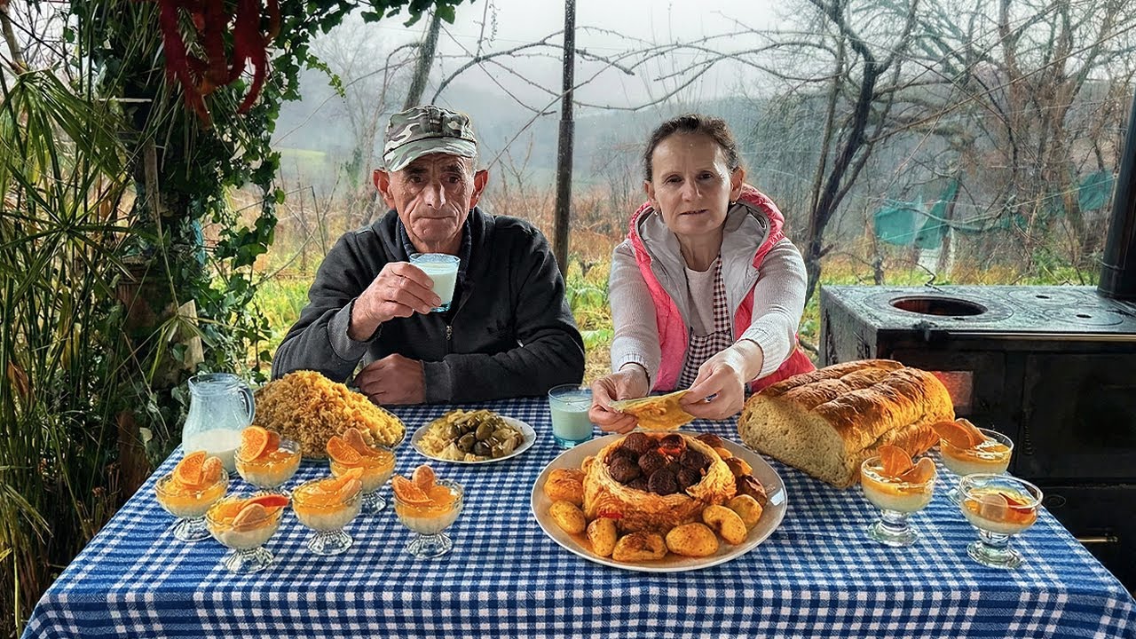 Stuffed Cabbage with Homemade Qofte 🇦🇱 Rainy Day in the Albanian Village 🌧️🏡