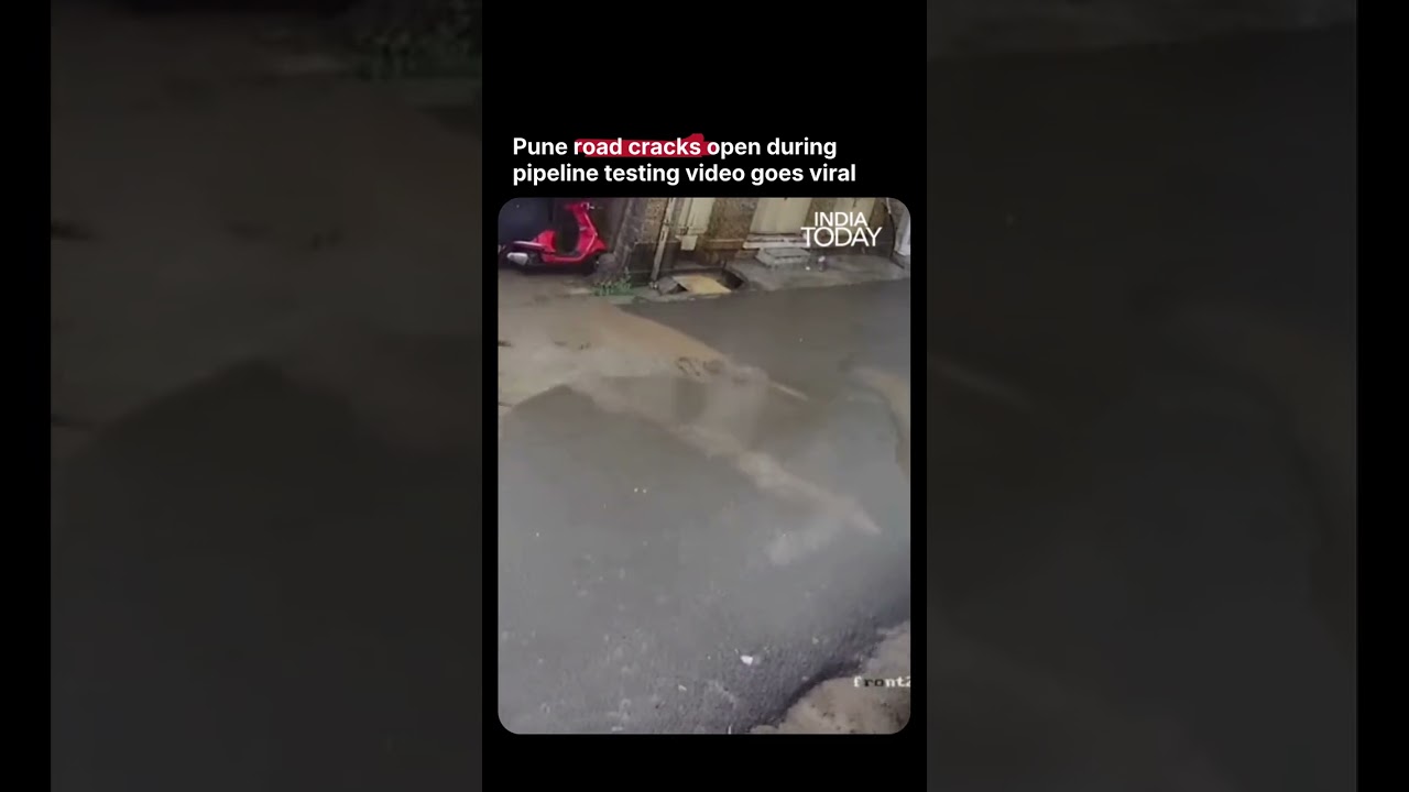 Pune Road Cracks Open During Pipeline Test | Massive Water Jet Caught On CCTV