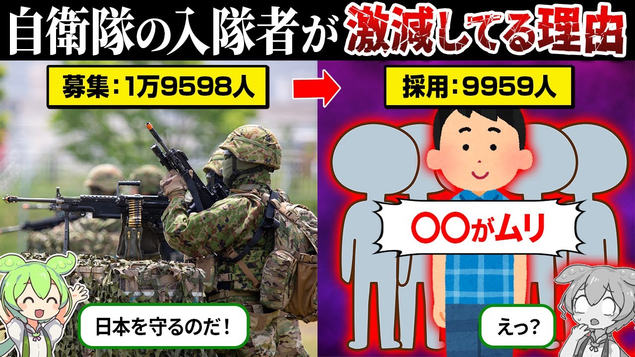 なぜ自衛隊の入隊者が激減してるのか？【ずんだもん＆ゆっくり解説】
