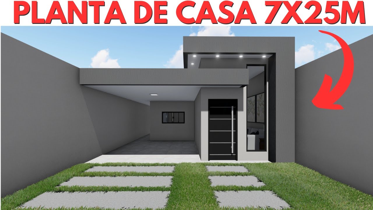 PLANTA DE CASA 7x25 METROS COM 03 QUARTOS!