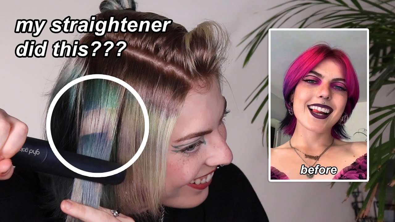 my straightener removed my hair dye?? black/pink to blonde(ish)