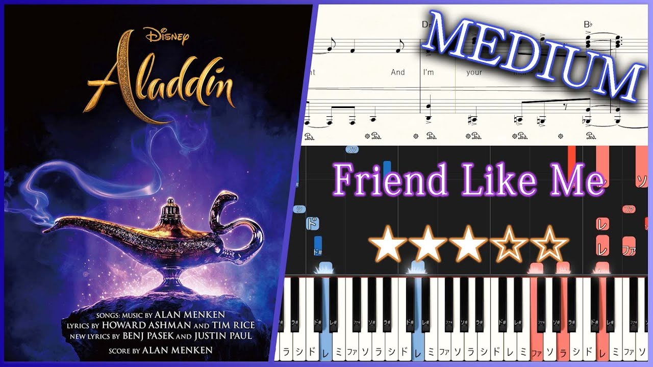 Aladdin - Friend Like Me - Medium Piano Tutorial + Sheets【Piano Arrangement】