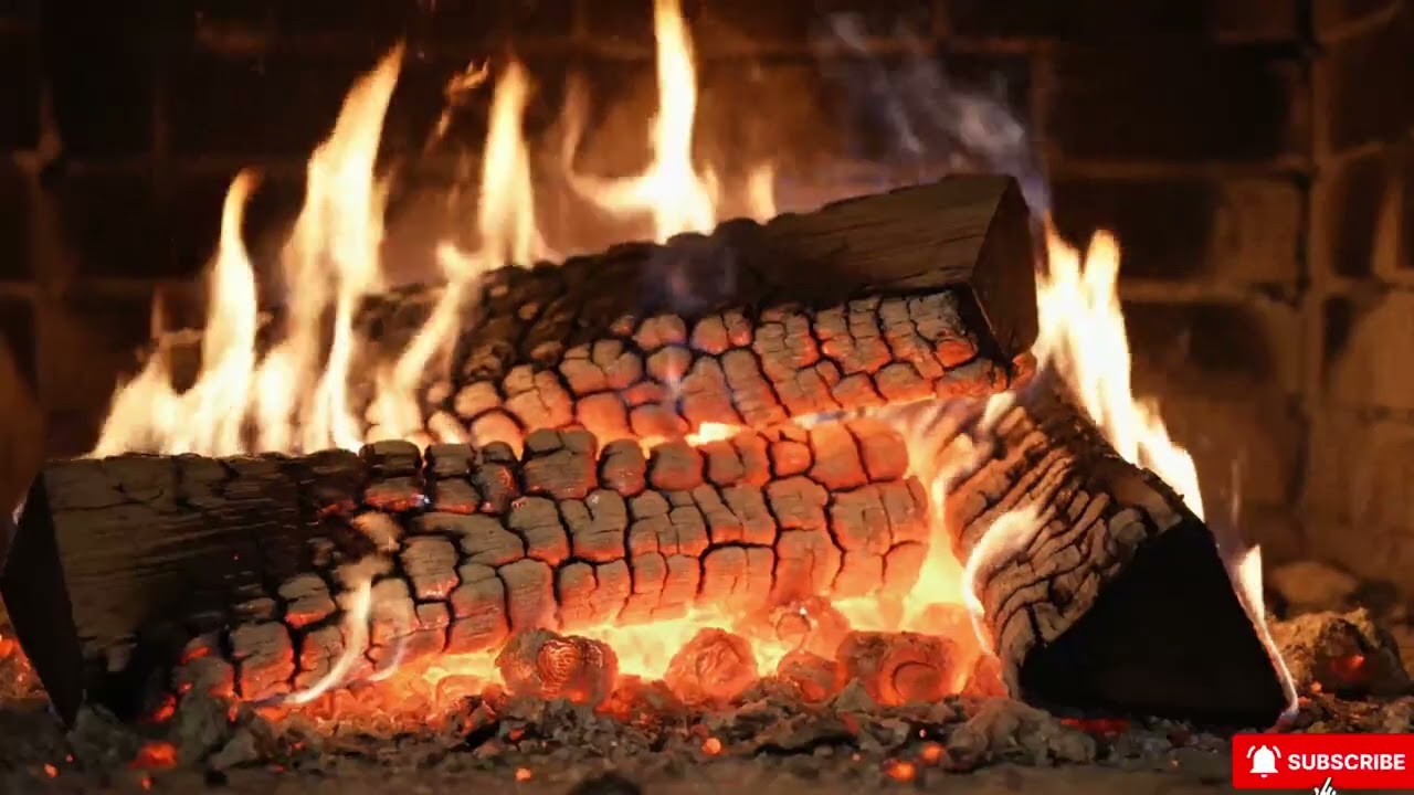 Beautiful Fireplace in Winter Cabin 🔥 Relaxing Crackling Fire Sounds for Sleep & Study