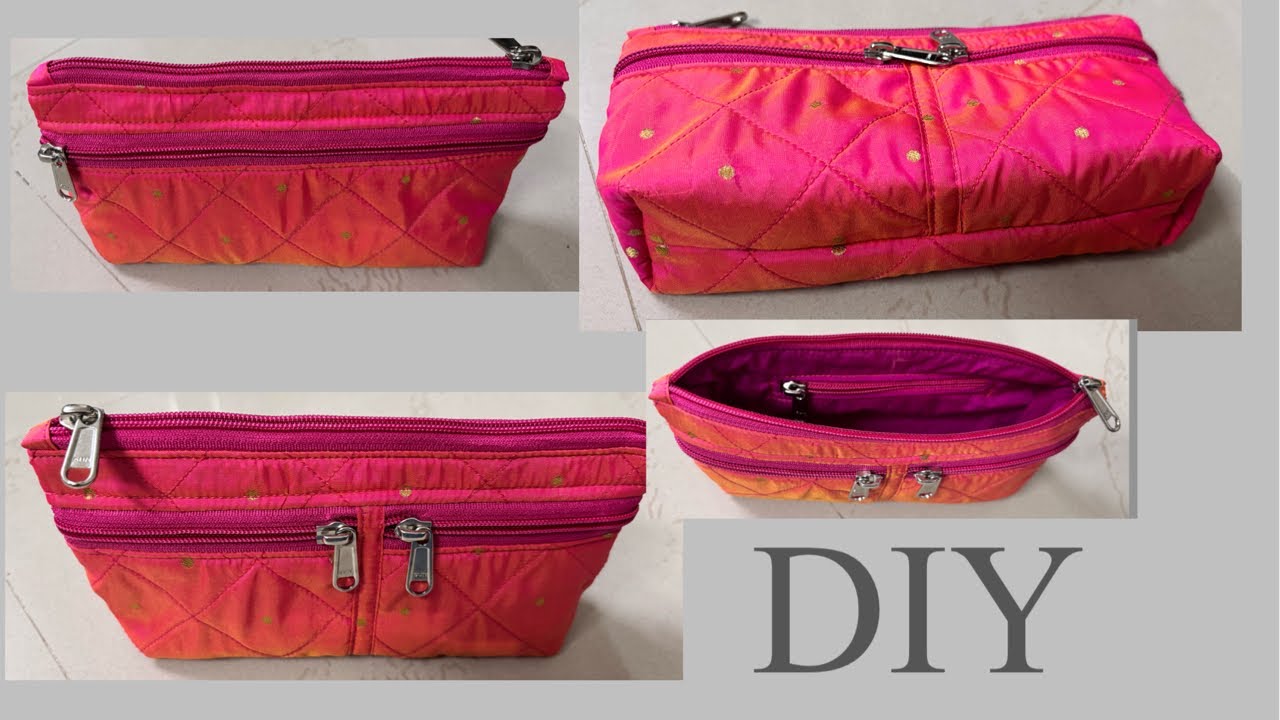 ब्लाउज पिस  से बनाया सुन्दर सा पाऊच पांच पॉकेट वाला।DIY five pockets purse making tutorial 