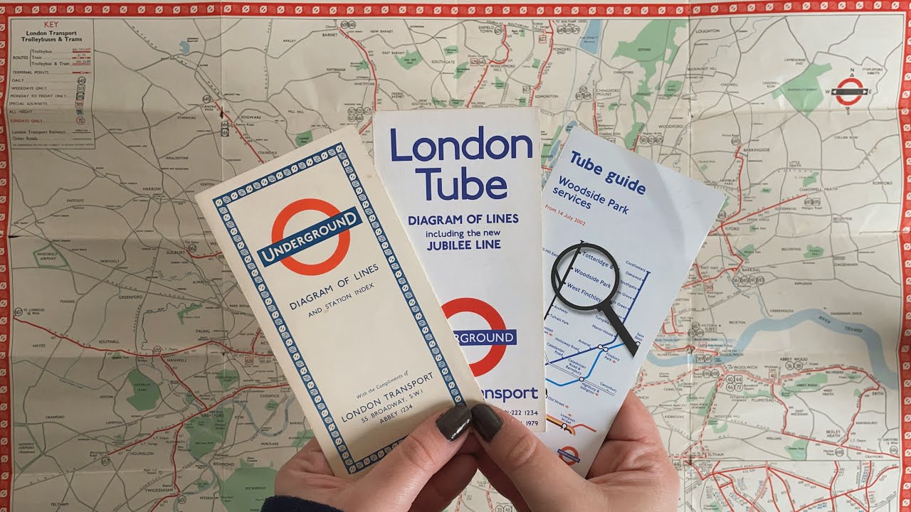 ASMR | Vintage London Underground Maps | show and tell | (whispering, tracing, paper sound)