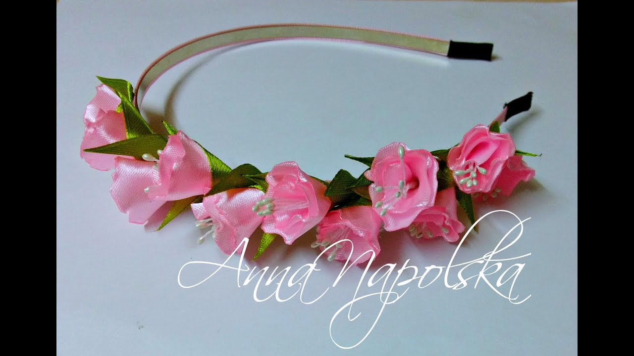 Обруч із в'юнками канзаши. Ободок с вьюнками своими руками. Convolvulus kanzashi headband