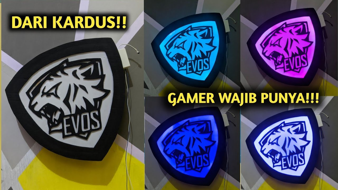 CARA MEMBUAT LAMPU HIAS/TIDUR LOGO EVOS DARI KARDUS || GAMER WAJIB PUNYA!!!!!