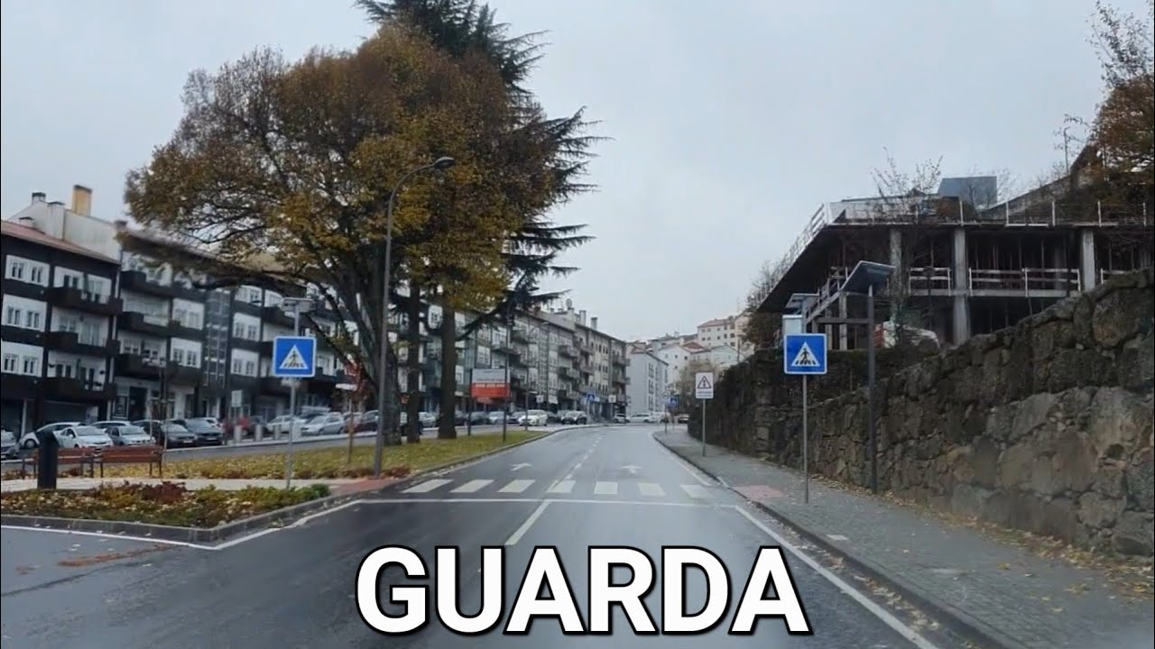 4K Guarda, Portugal, Autumn raining drive tour