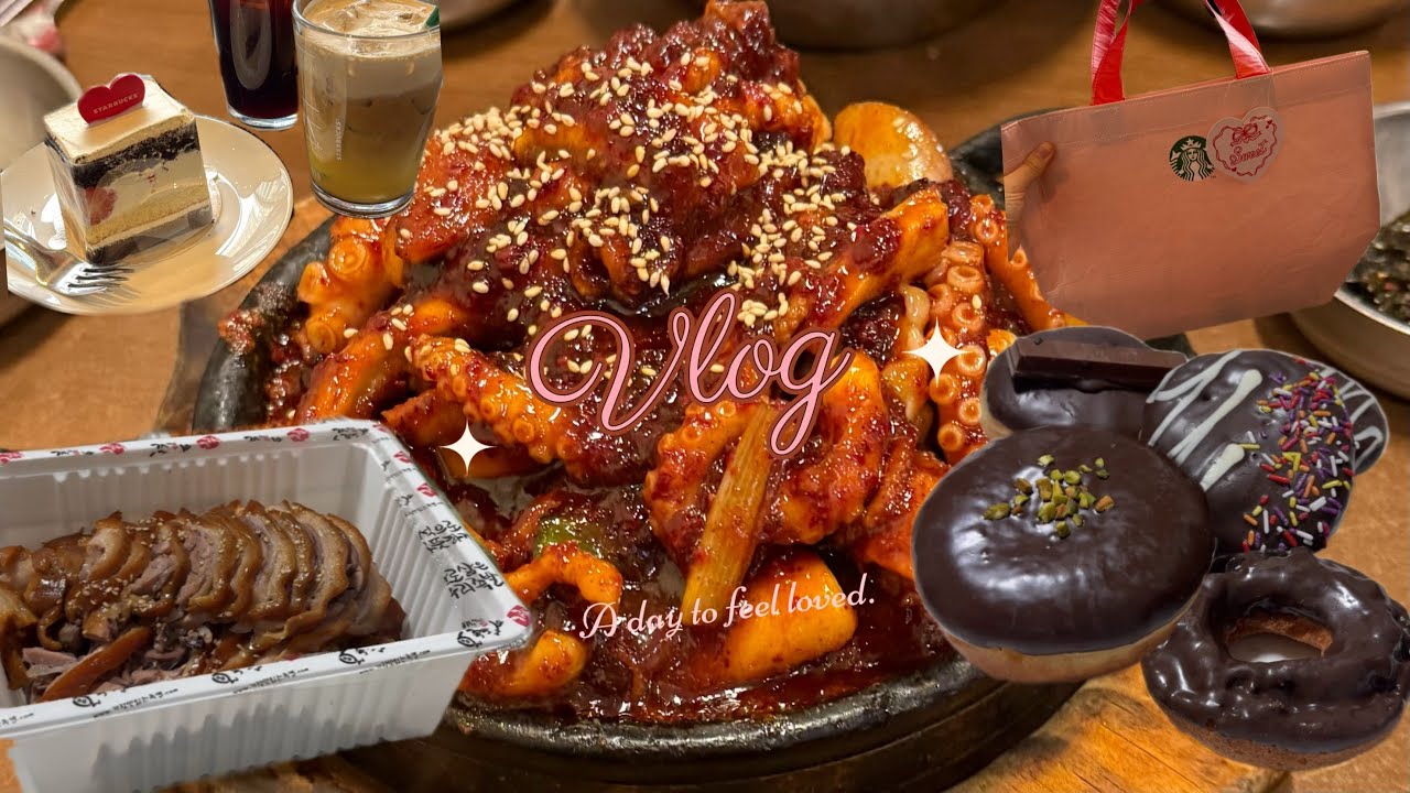 [VLOG] 던킨 두바이스타일도넛,  스타벅스 리유저블백, 딸기생크림레이어케이크, 대구맛집, 신라식당 , 낙지볶음, 족발, 가장맛있는족발, 저녁메뉴추천