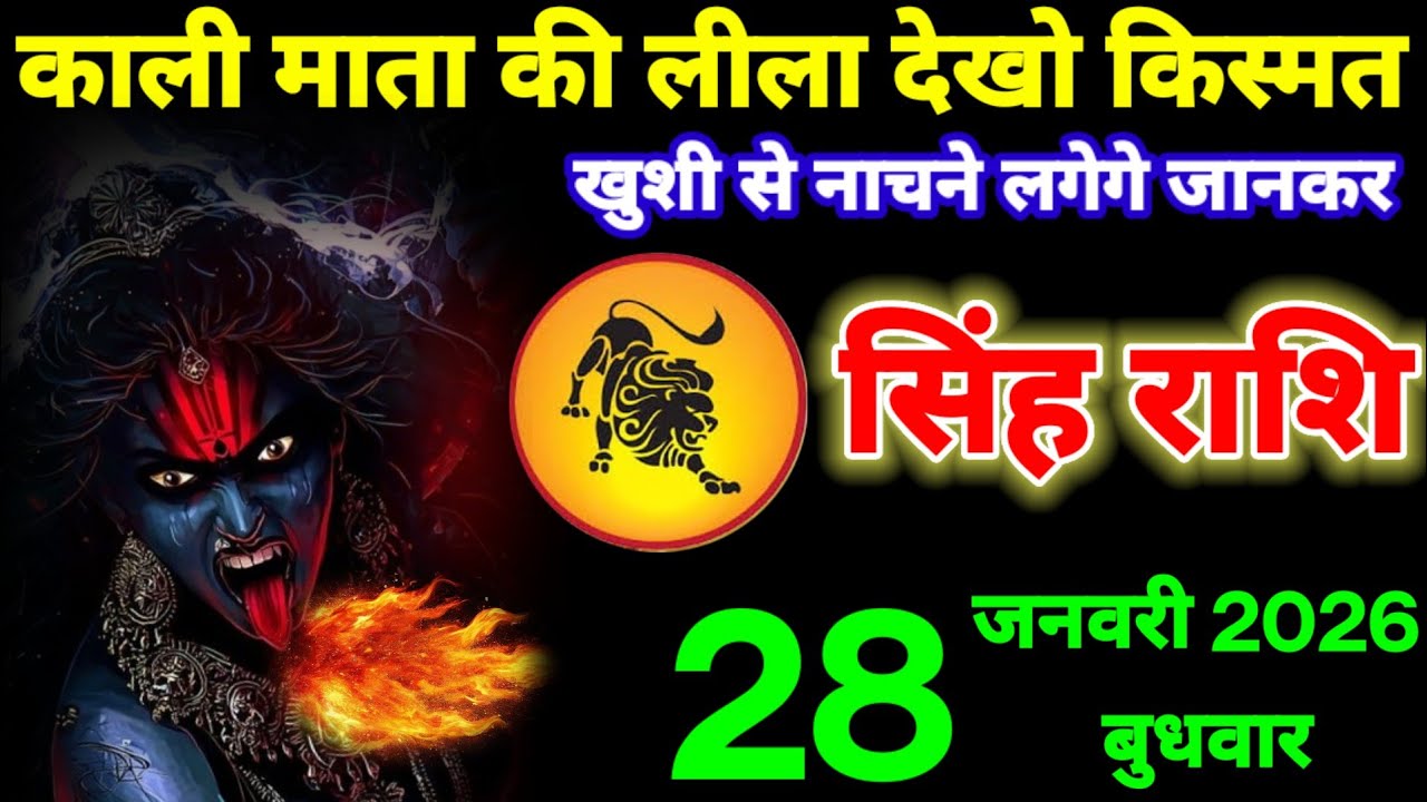 सिंह राशि वालों 28 जनवरी 2026 बुधवार काली माता की लीला देखो किस्मत,खुशी से नाचने लगेगे जानकर। सिंह R