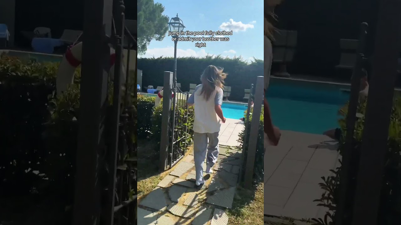 JUMP IN THE POOL FULLY CLOTHED TIKTOK TREND 