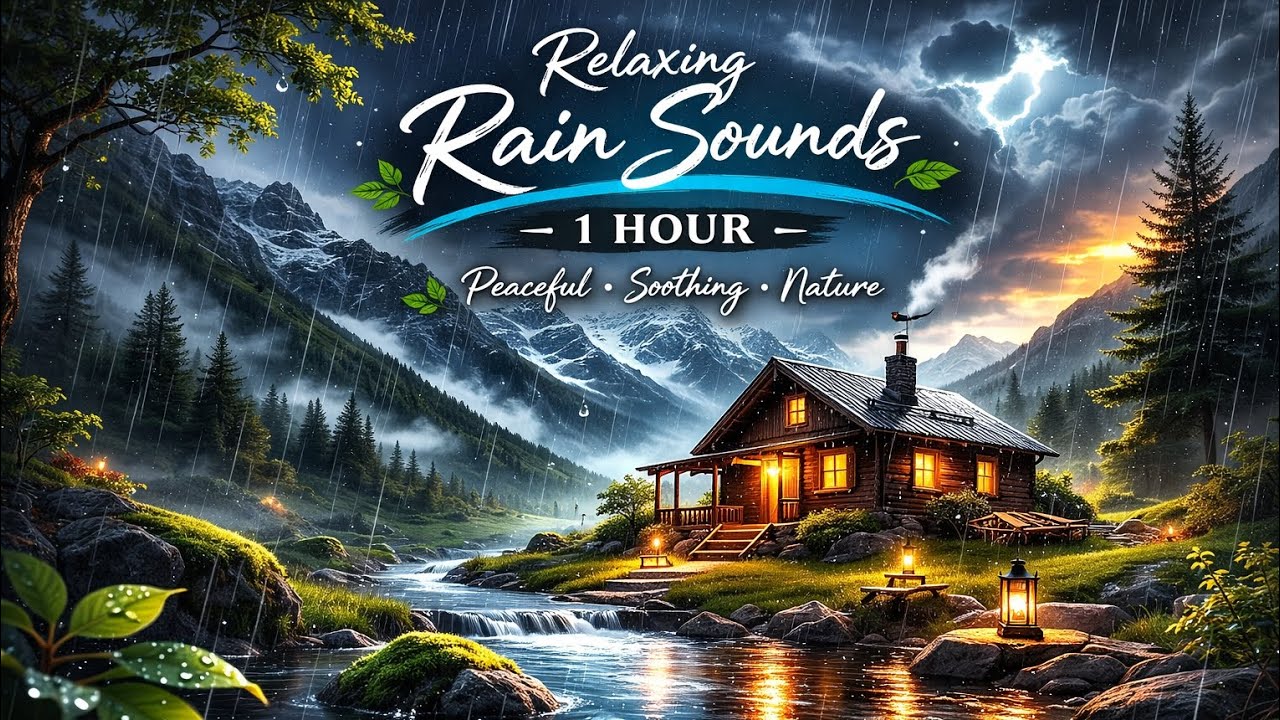 🌧️ Relaxing Rain Sounds & Nature Ambience | Cozy Mountain Cabin for Deep Sleep & Study 🏔️