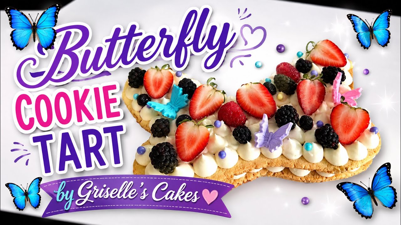 BUTTERFLY COOKIE TART 🦋| GALLETA TARTA DE MARIPOSA 🦋 | GRISELLE’S CAKES