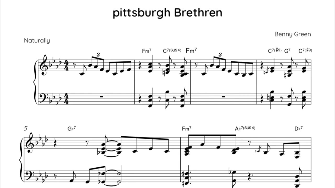 Benny Green “Pittsburgh Brethren” Piano Transcription