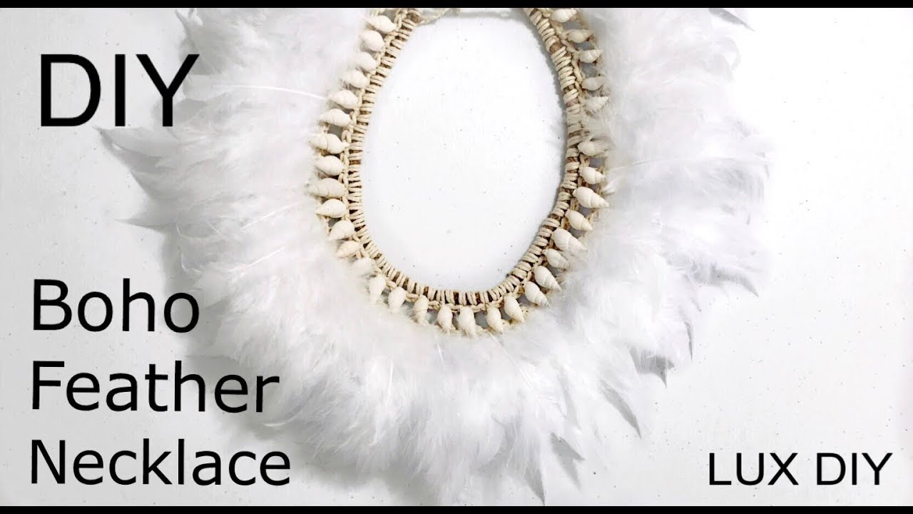 DIY Boho Feather And Shell Necklace | Designer Inspired Feather Jewelry |