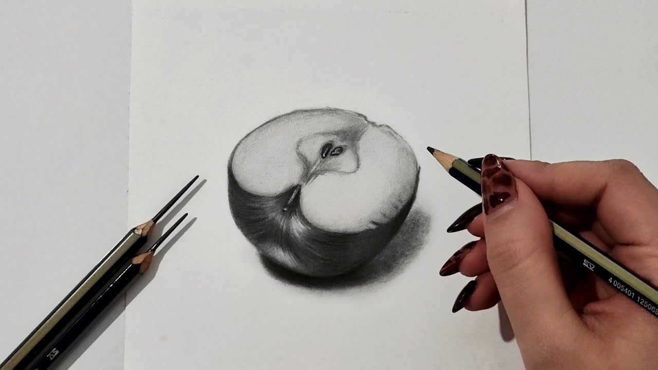 Realistic Half Apple Drawing | Pencil Shading Tutorial (No Talk)
