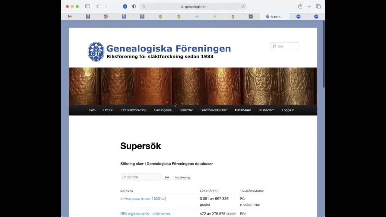 GFs samlingar, digitala databaser och register