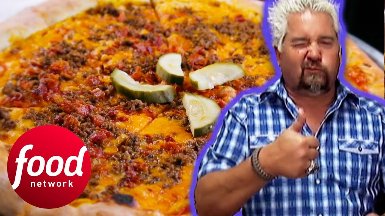 Guy FREAKS OUT About A Cheeseburger Pizza With Ketchup And Mustard Base! | Diners, Drive-Ins & Dives