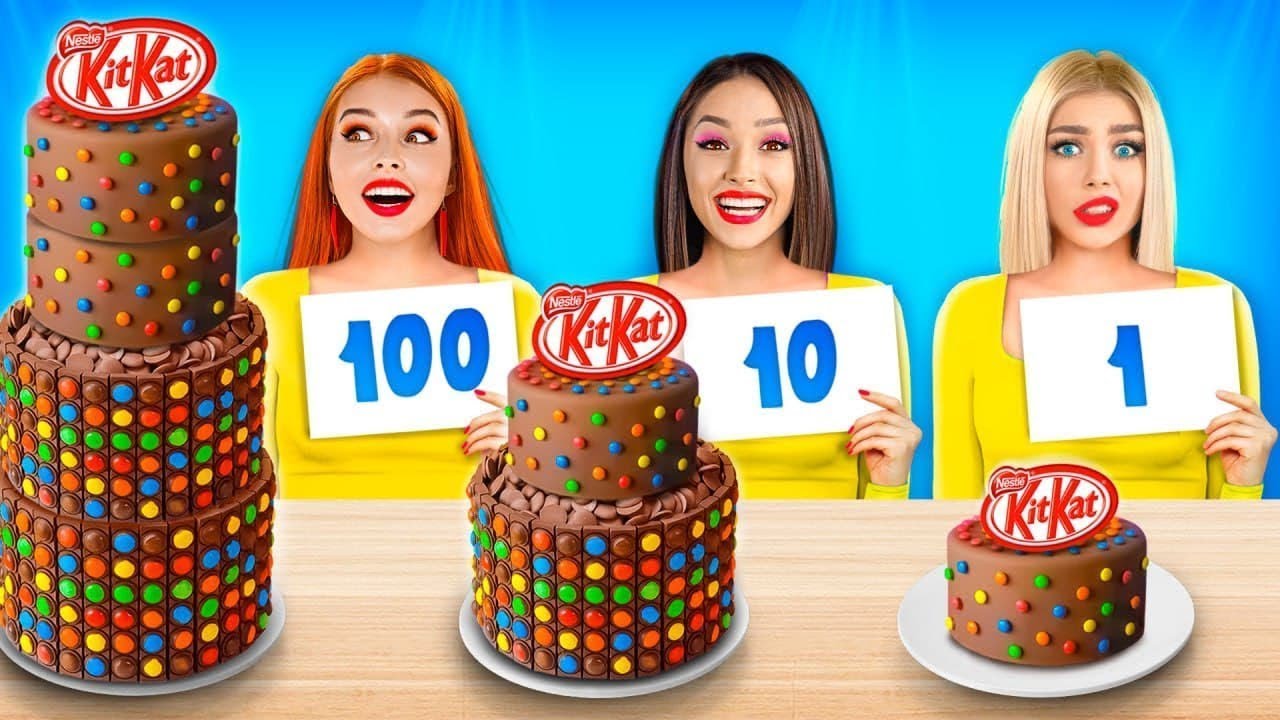Desaf&iacute;o 100 capas Comida de Chocolate VS Real  Batall de Comida Durante 24 horas por RATATA BOOM