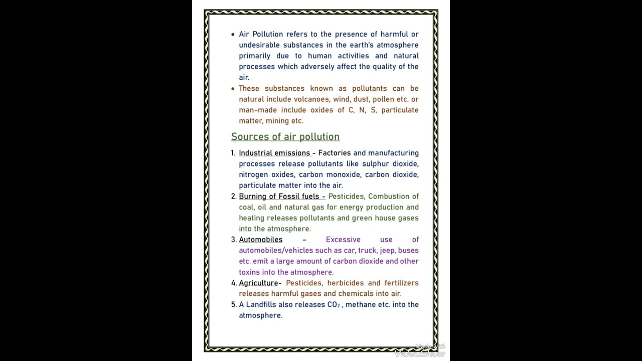 Air pollution ll it's sources, effects and control ll short notes ll essay