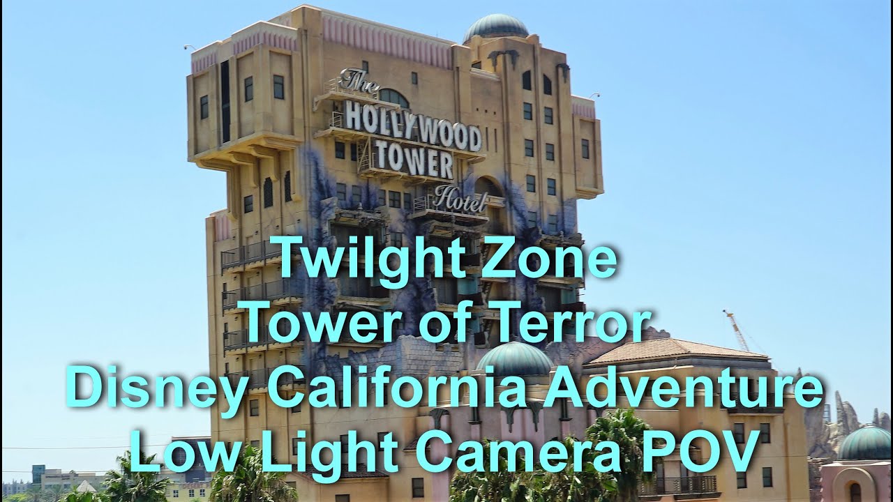 Twilight Zone Tower of Terror Disneyland Resort Low Light Camera Full Ride with Queue