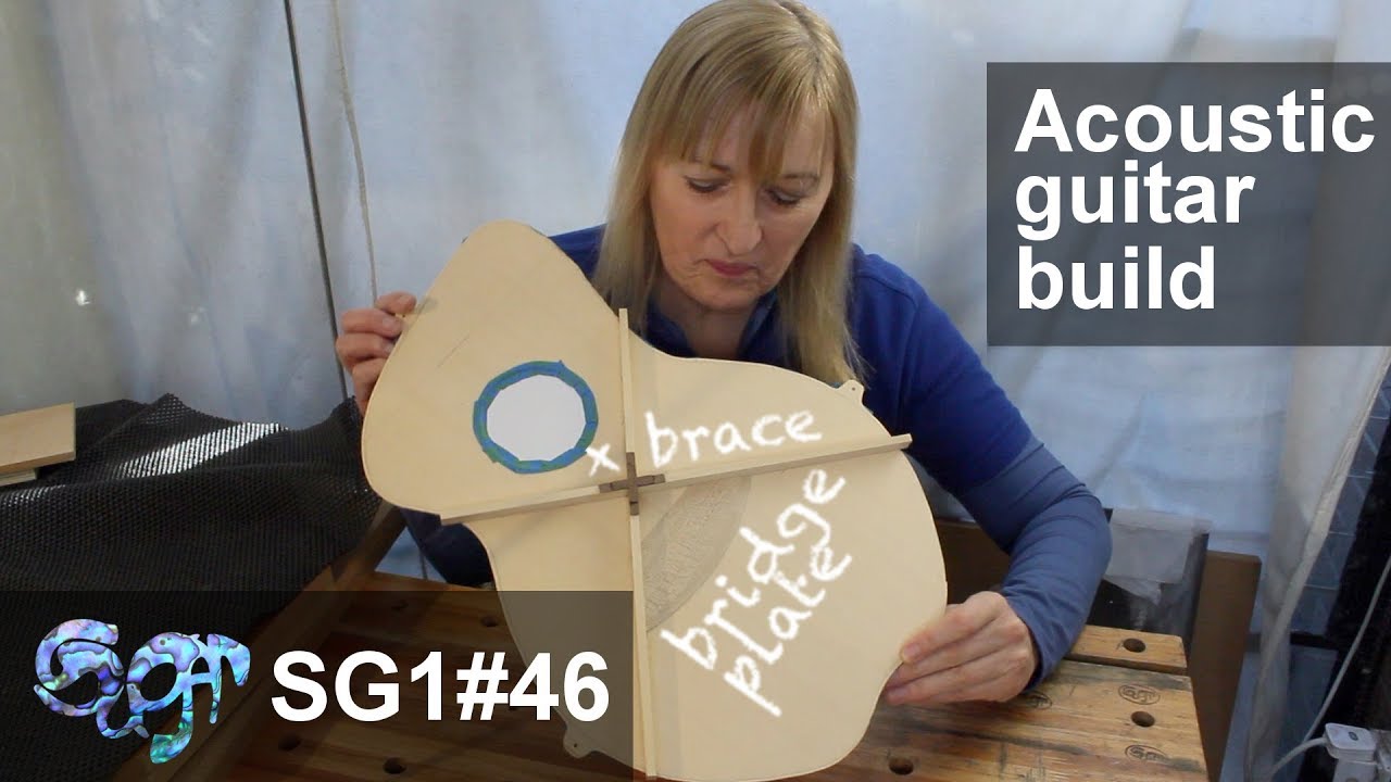 SuGar SG1 acoustic guitar build part 46: X brace and bridge plate
