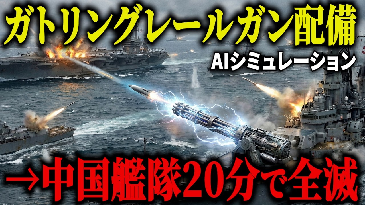 【衝撃】もしも日本が「ガトリングレールガン」を配備したら…中国艦隊が20分で全滅した結果がヤバすぎる【AIシミュレーション】