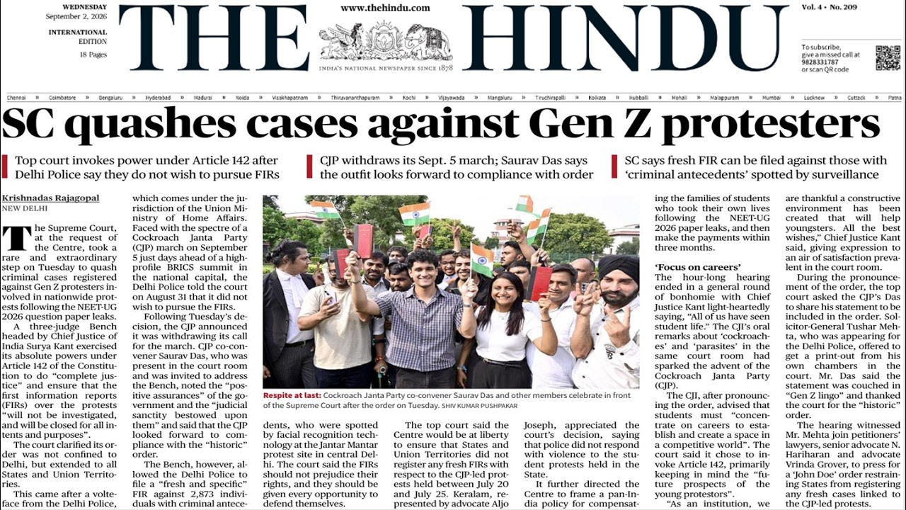 The Hindu News Paper Analysis | 2nd September 2026 | Daily Current Affairs by Rishav Sharma Sir