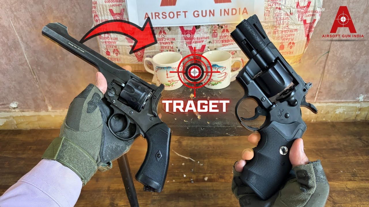Webley MKVI vs Colt Python 357 CO2 Air Gun Power Test on Coffee Cup | Air Gun in India 🇮🇳