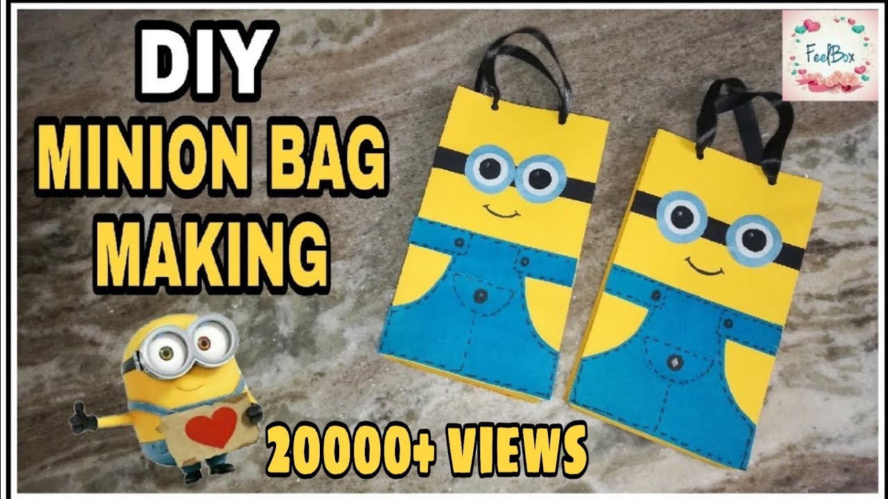 DIY How to make paperbag | MINION BAG making | diy candy bag | despicable me bag | minionbag ideas