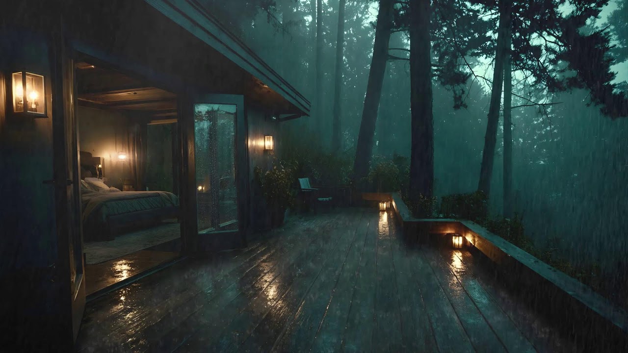 🌲Rain Sounds in a Forest Cabin | Deep Relax and Sleep Peacefully