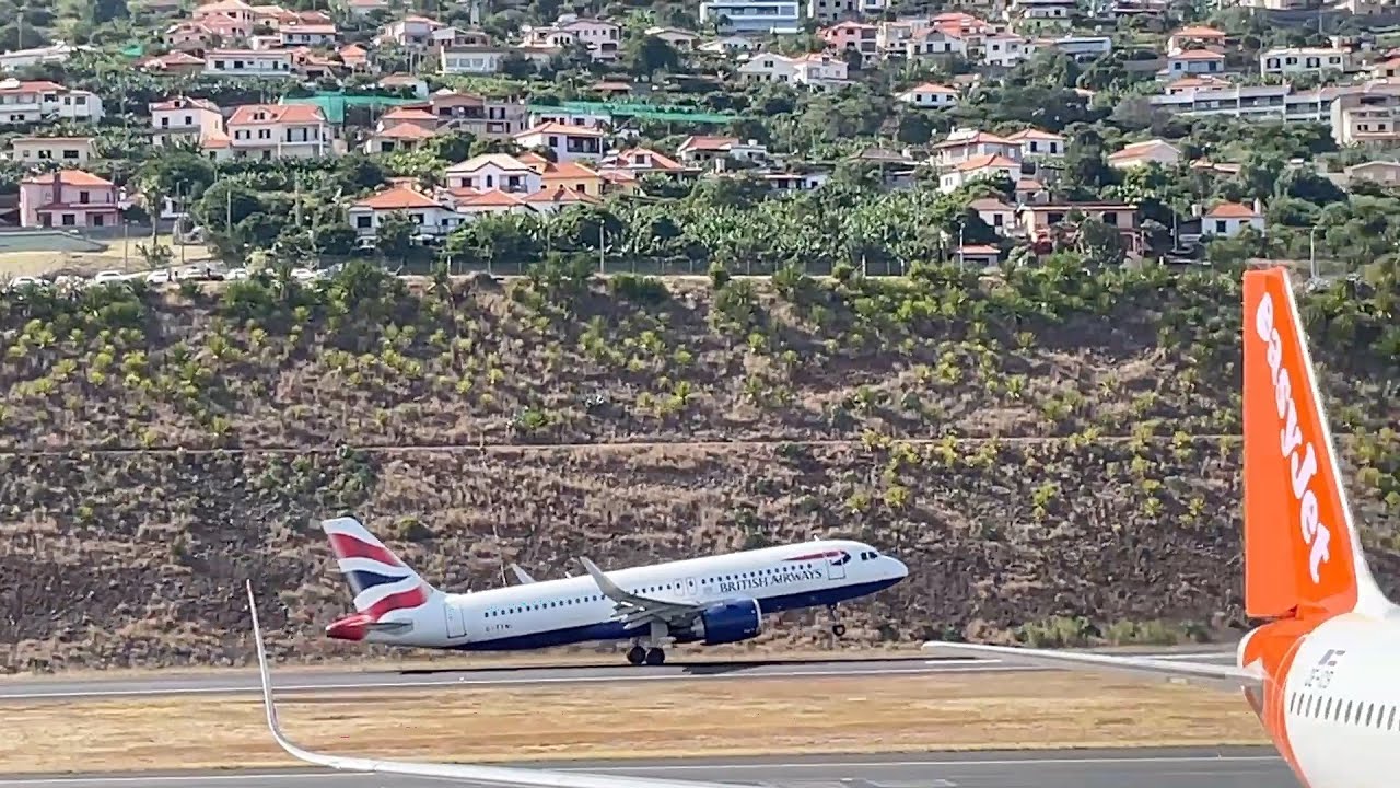 British Airways A320neo.  Landing and Departure at Funchal (FNC) Madeira Airport   21 Aug 2023