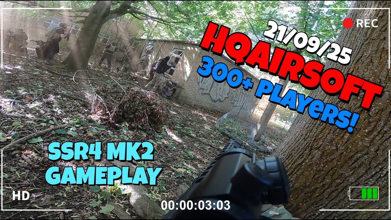 HQ Airsoft last long game day 300+ players - ssr4 mk2 gameplay