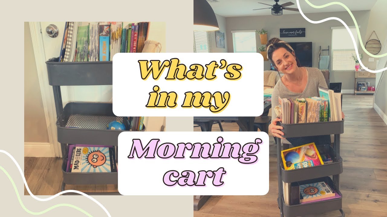 WHAT'S IN MY MORNING CART||NIGHT TIME HOMESCHOOL TABLE PREP
