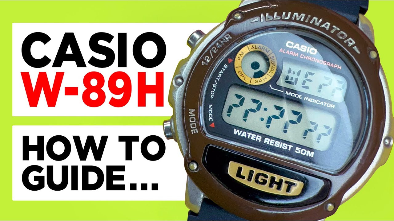 #CASIO W-89H (модуль 1536) — как установить дату и время, ежедневный будильник и пользоваться сек...
