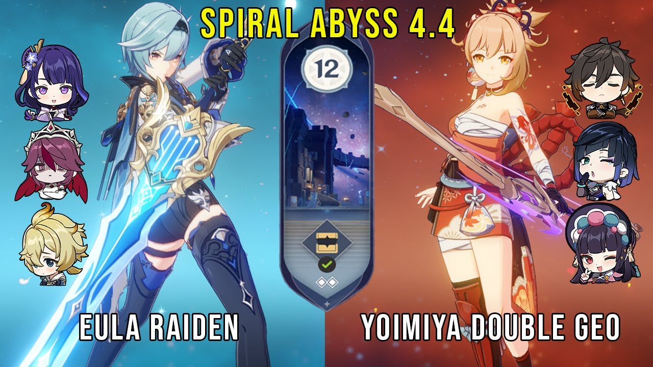C1 Eula Raiden and C0 Yoimiya Double Geo - Genshin Impact Abyss 4.4 - Floor 12 9 Stars