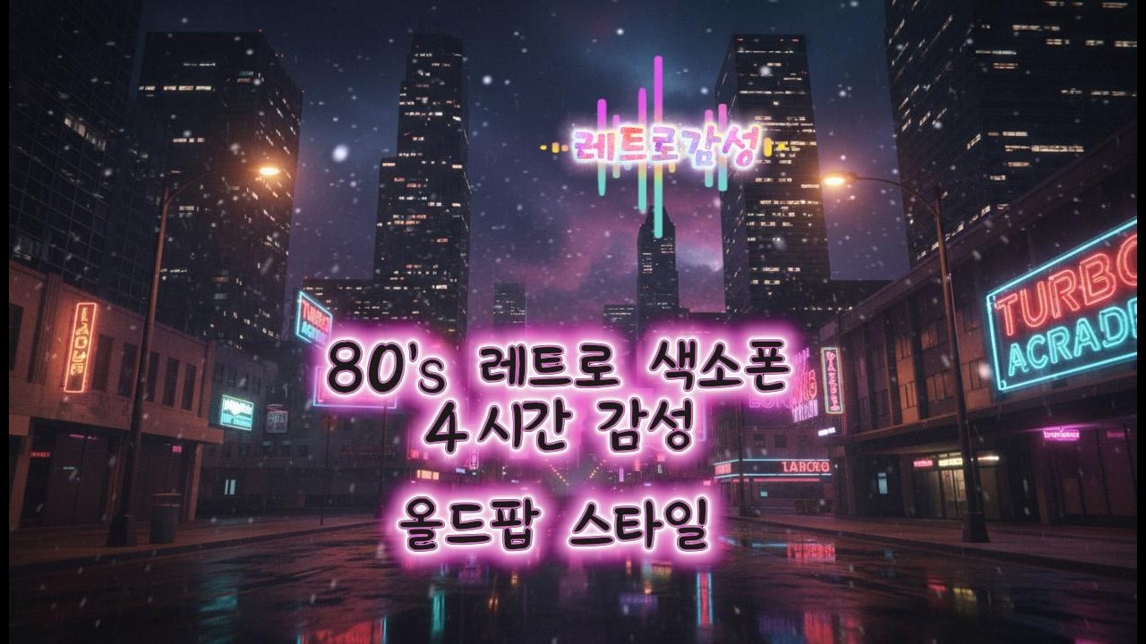 슬로우 80s 레트로 색소폰 🎷 | 올드팝 감성 힐링 음악 4시간 (10분 후 화면 꺼짐)