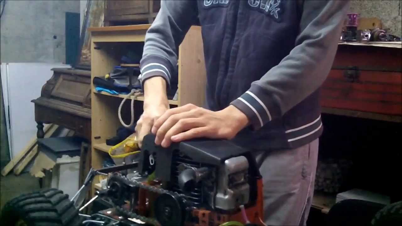 voiture rc moteur de tronconneuse 40 cm3 / homemade chainsaw rc car