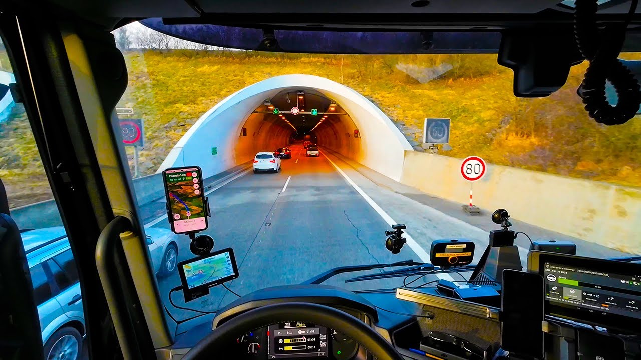 Driving truck in Czech Republic, Vyskov. Working as truck driver in Europe