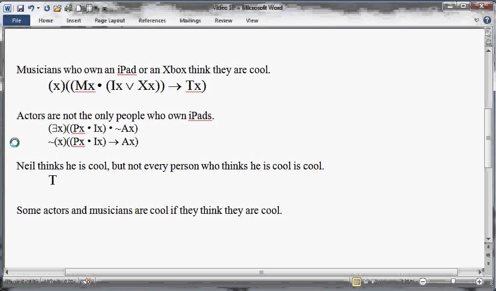 Logic10 Symbolizing in Predicate Logic