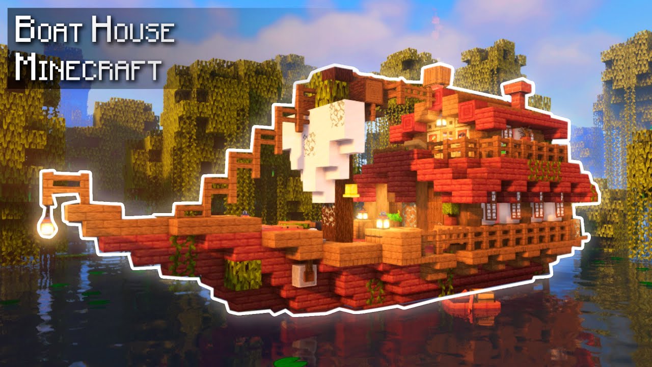 Minecraft: How to build a Cozy Boat House on a Mangrove Swamp | Tutorial