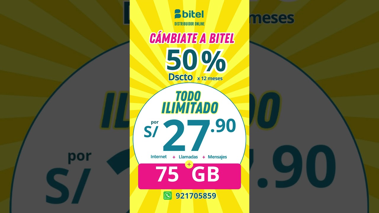 📲 Plan Bitel Ilimitado 55.90 👉 Solo S/27.90 por Portabilidad | Ahorra con Bitel
