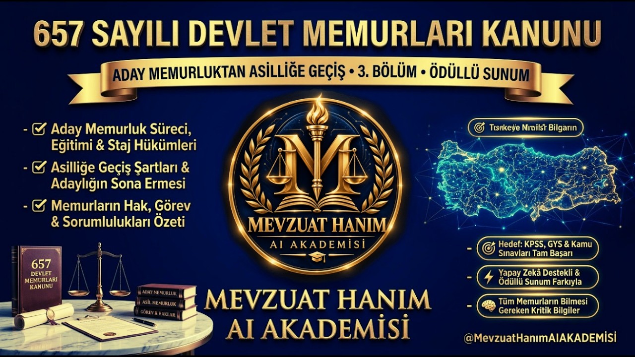 Aday memurluktan asilliğe,657 Sayılı Devlet Memurları Kanunu 3.BÖLÜM ödüllü sunum yapay zeka youtube