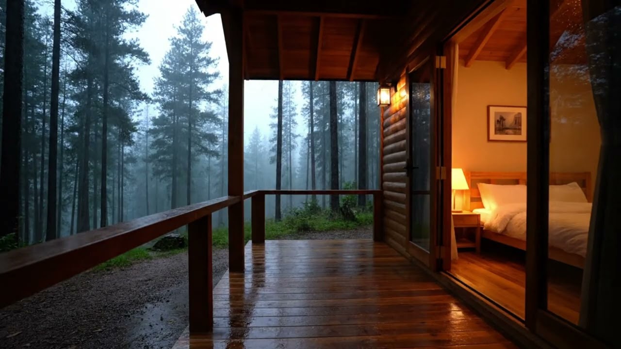 Cozy Rainy Cabin Night in the Forest 🌧️ 3 Hours Rain Sounds for Deep Sleep