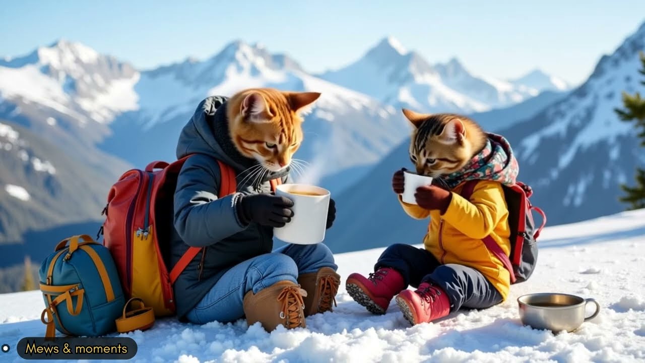 Orange Mama Cat & Kitten’s Everest Adventure😱#mamacat #catstory #animation