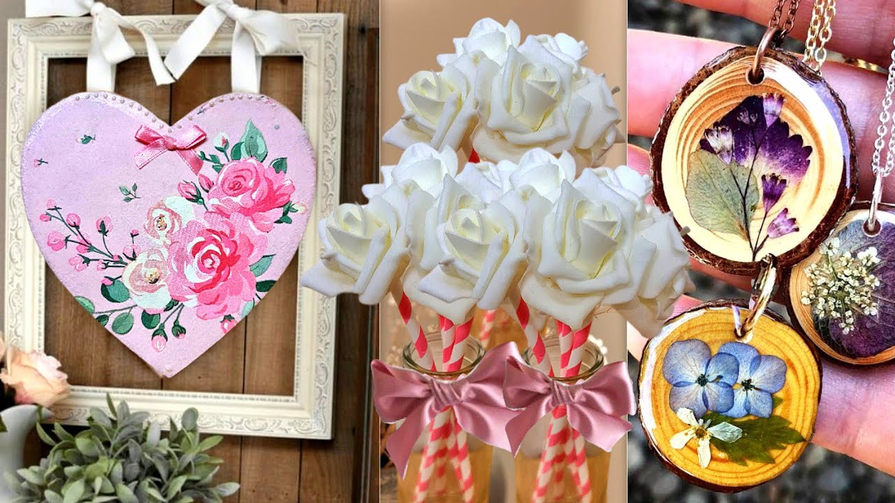 Shabby Chic DIY Decor ✨️ Valentines, Wedding, Mothers Day Craft Ideas. UV Resin Jewellery, Decoupage