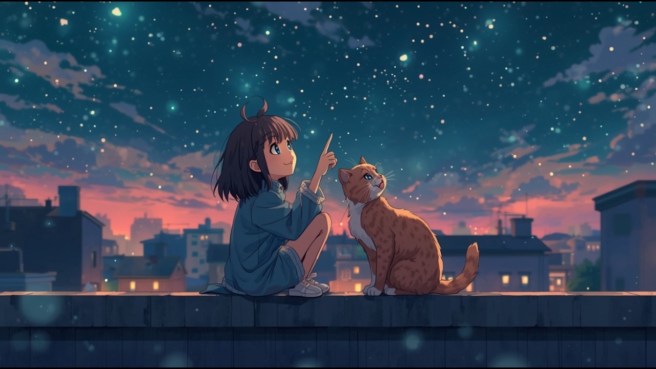 Starry Night Rooftop: Chill Lofi Beats for Meteor Shower Watching