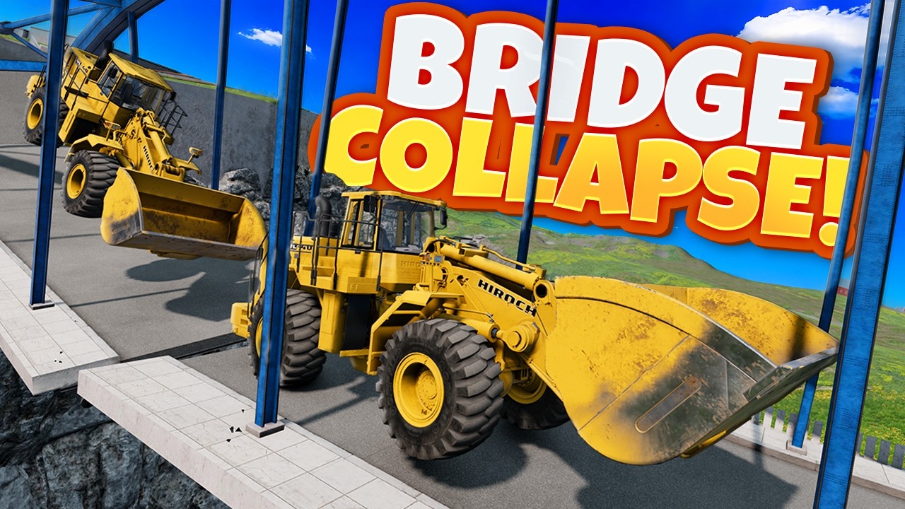 Can Heavy Construction Vehicles Collapse This OP Bridge? (BeamNG Drive)